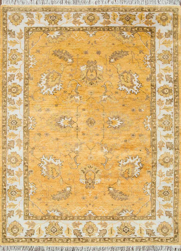cyanna gold wool hand knotted Rug - HeadShot