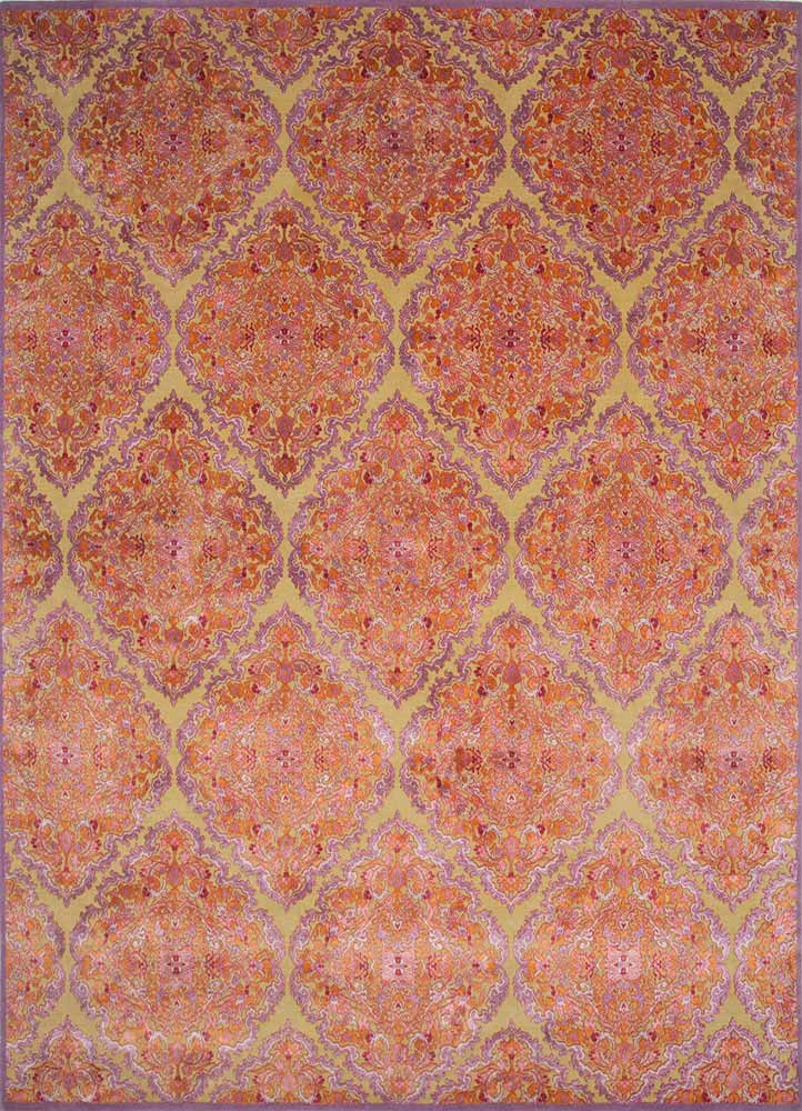 floret red and orange wool and silk hand knotted Rug - HeadShot