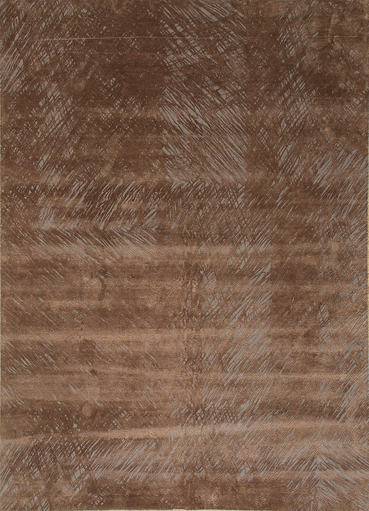 free verse by kavi beige and brown wool and silk hand knotted Rug - HeadShot