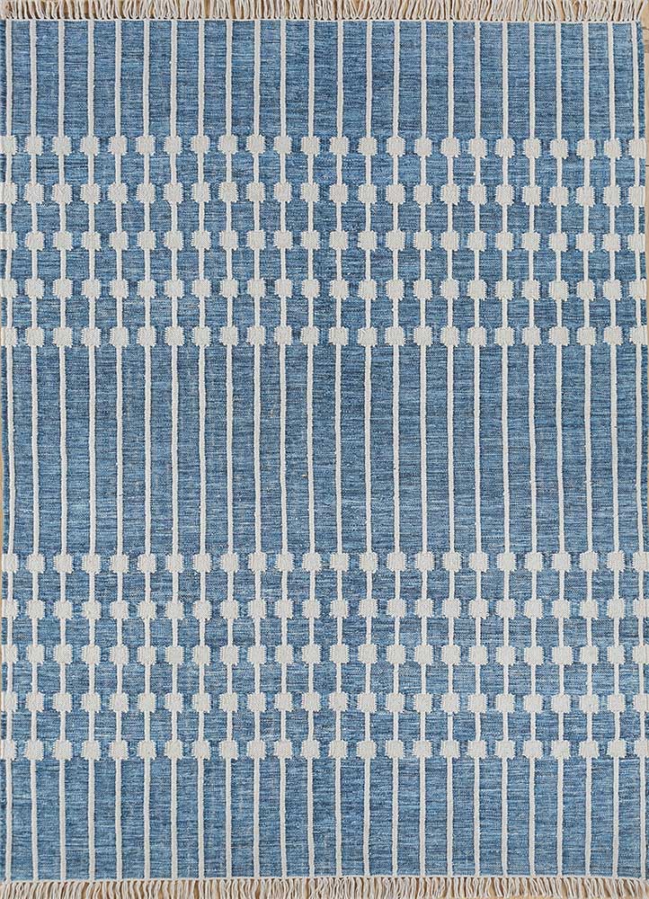 anatolia blue cotton flat weaves Rug - HeadShot