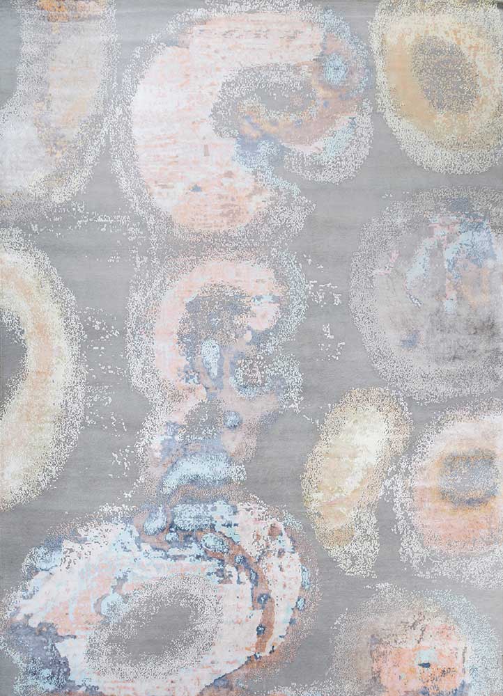 geode grey and black wool and viscose hand knotted Rug - HeadShot