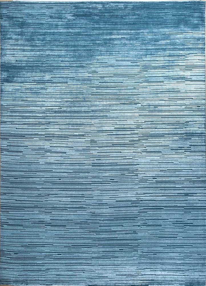 legion blue wool and viscose hand knotted Rug - HeadShot