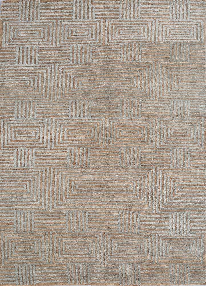 abrash beige and brown jute and hemp hand knotted Rug - HeadShot