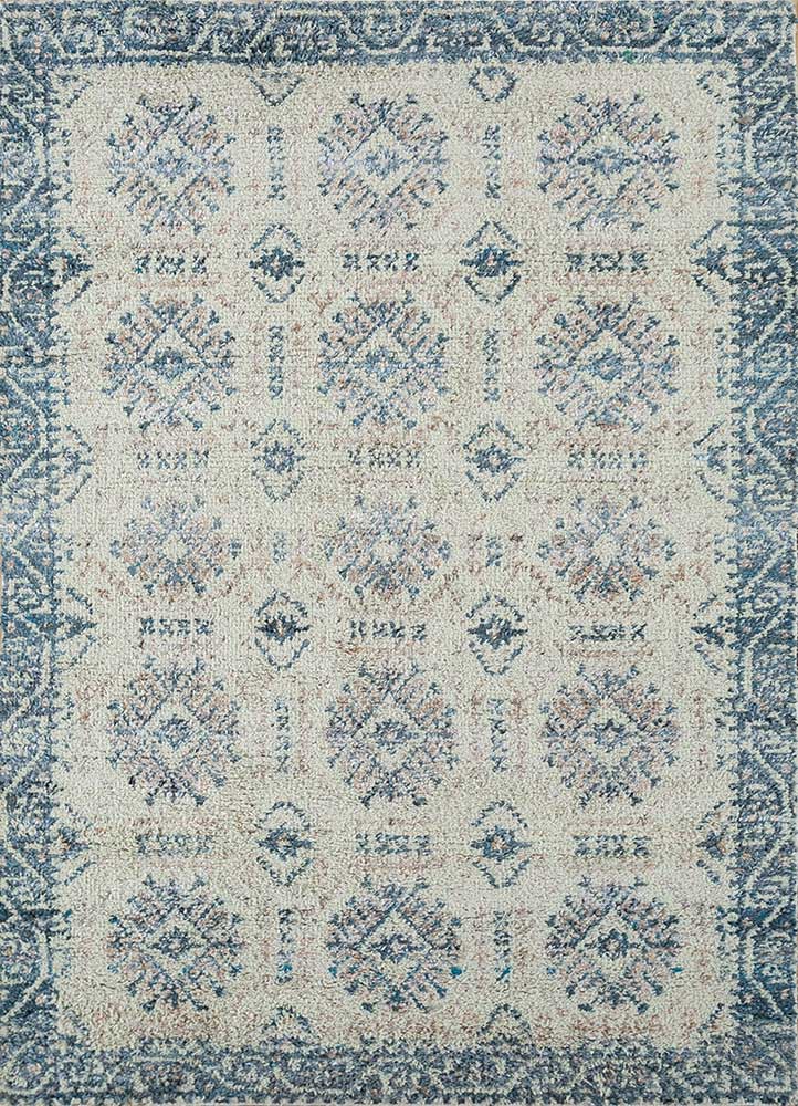 aprezo blue polyester hand knotted Rug - HeadShot