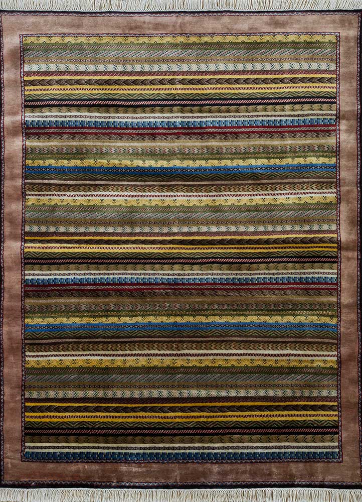 verna gold wool hand knotted Rug - HeadShot
