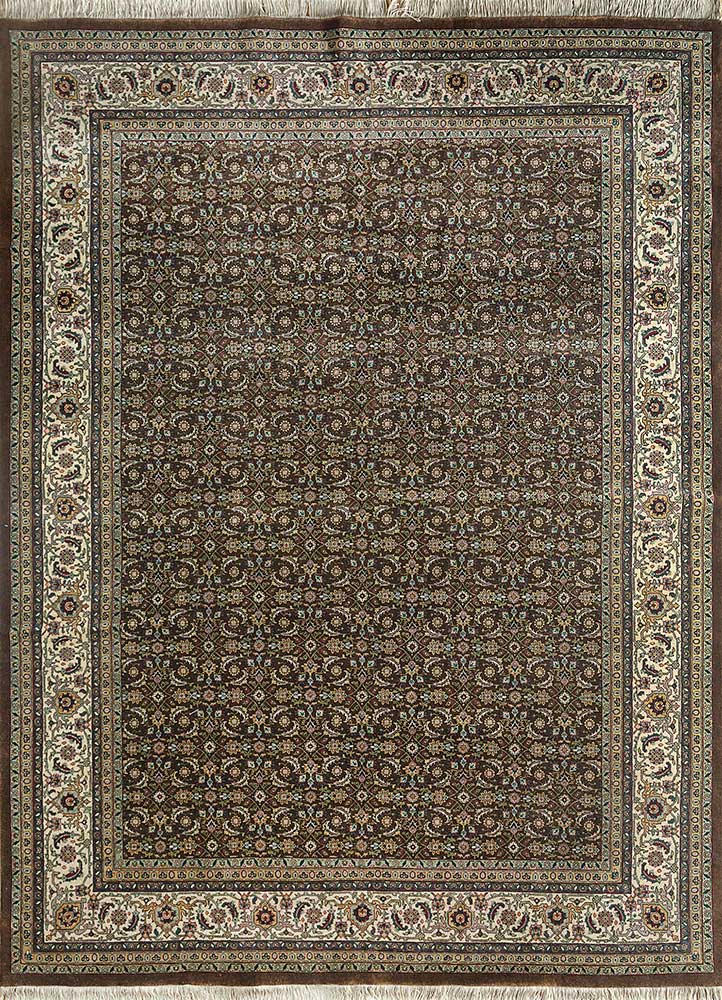 amani beige and brown wool hand knotted Rug - HeadShot