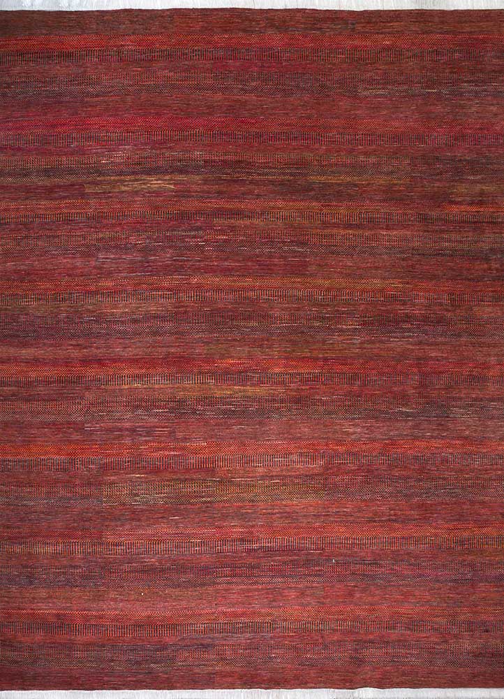 kairos red and orange wool and silk hand knotted Rug - HeadShot