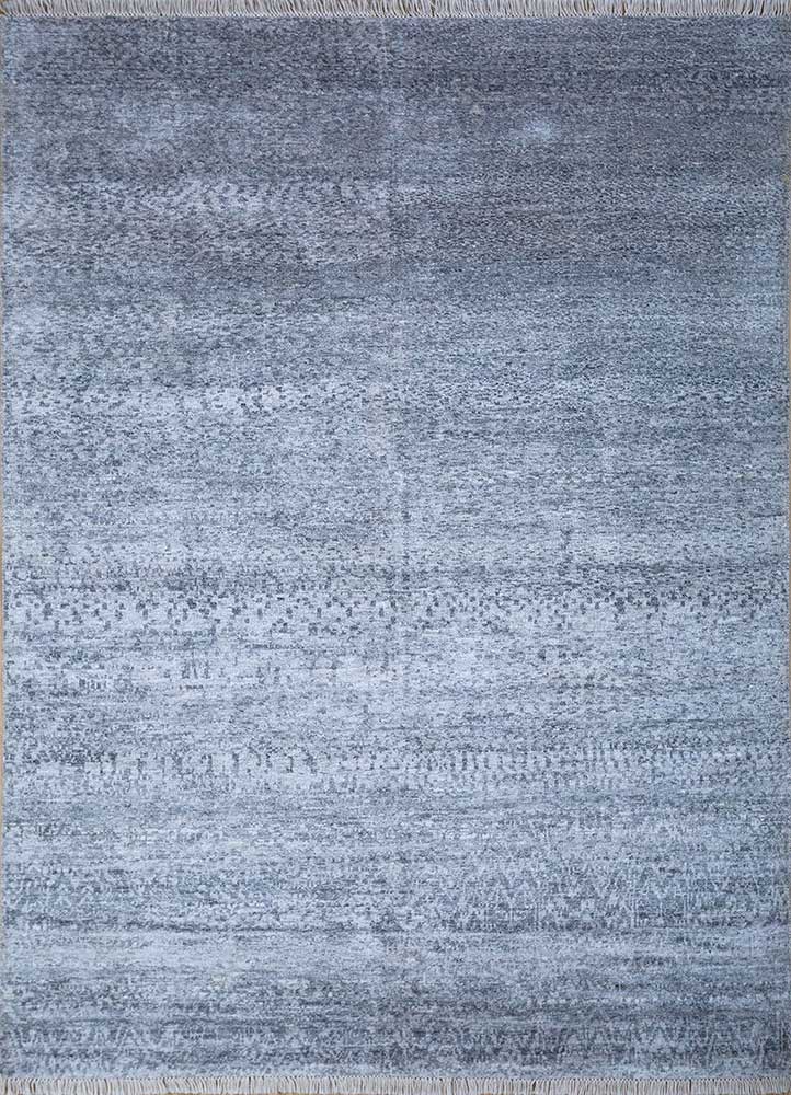 okaley grey and black wool and viscose hand knotted Rug - HeadShot
