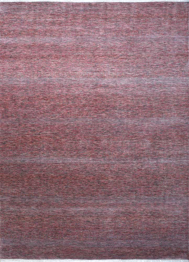 kairos red and orange wool and viscose hand knotted Rug - HeadShot