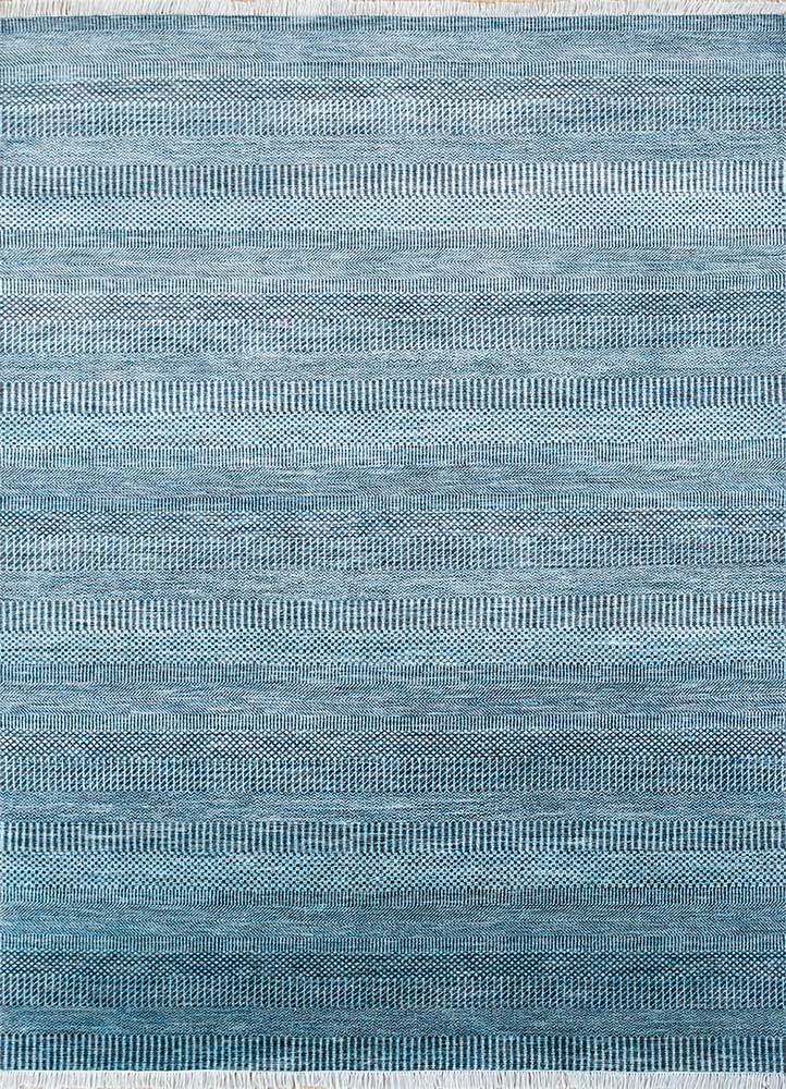kairos blue wool and viscose hand knotted Rug - HeadShot
