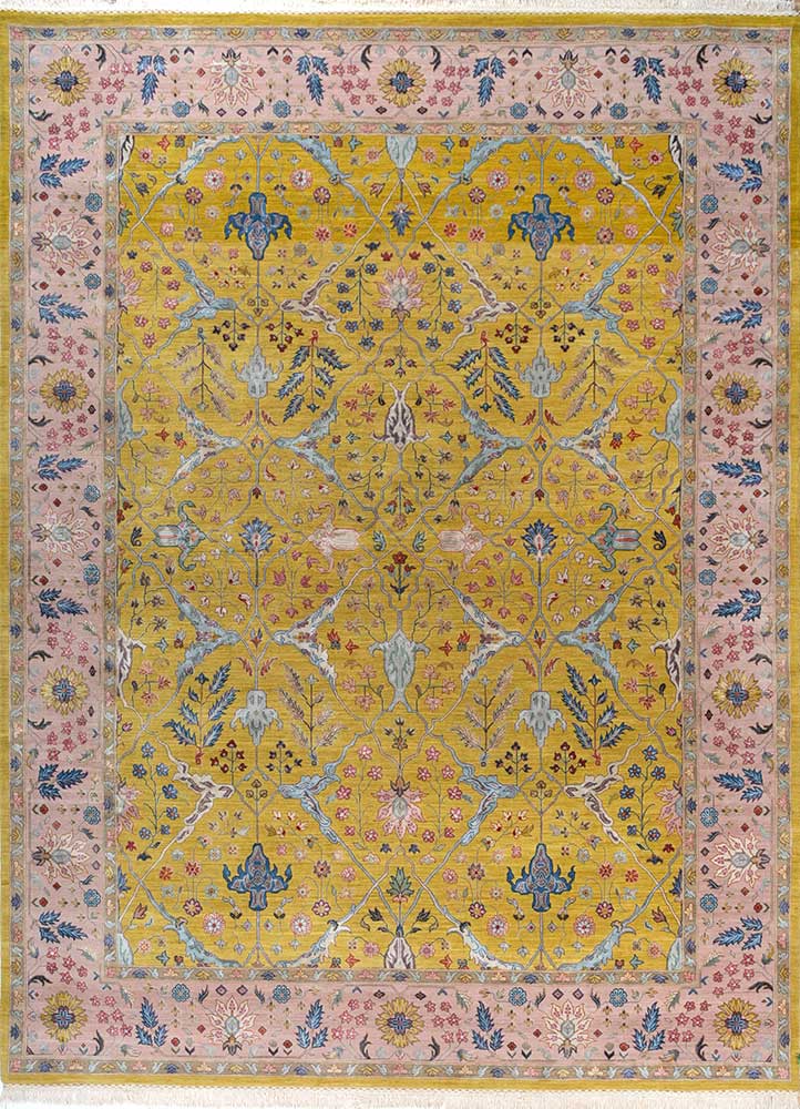 cyanna gold wool and silk hand knotted Rug - HeadShot