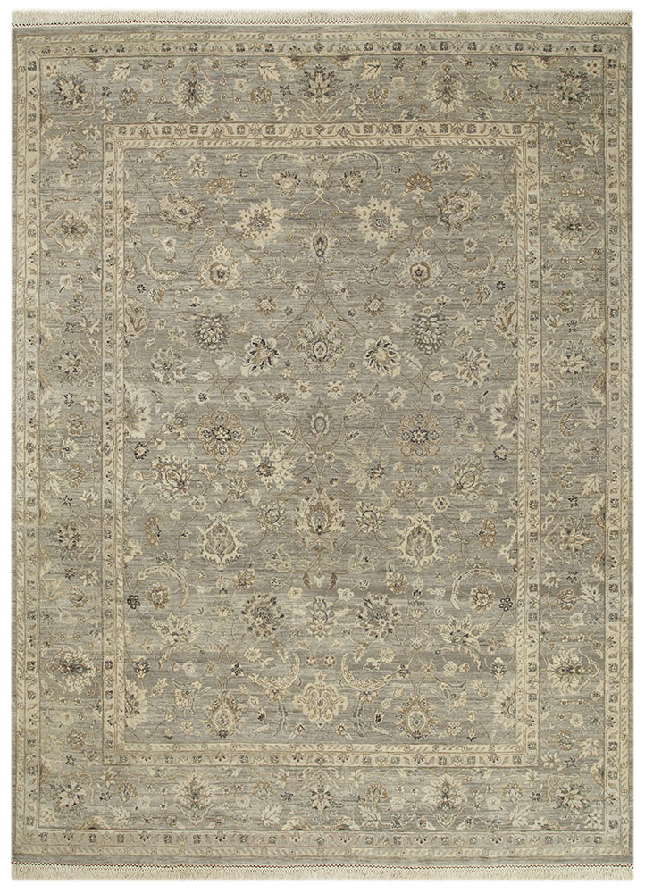 gulnar grey and black wool hand knotted Rug - HeadShot