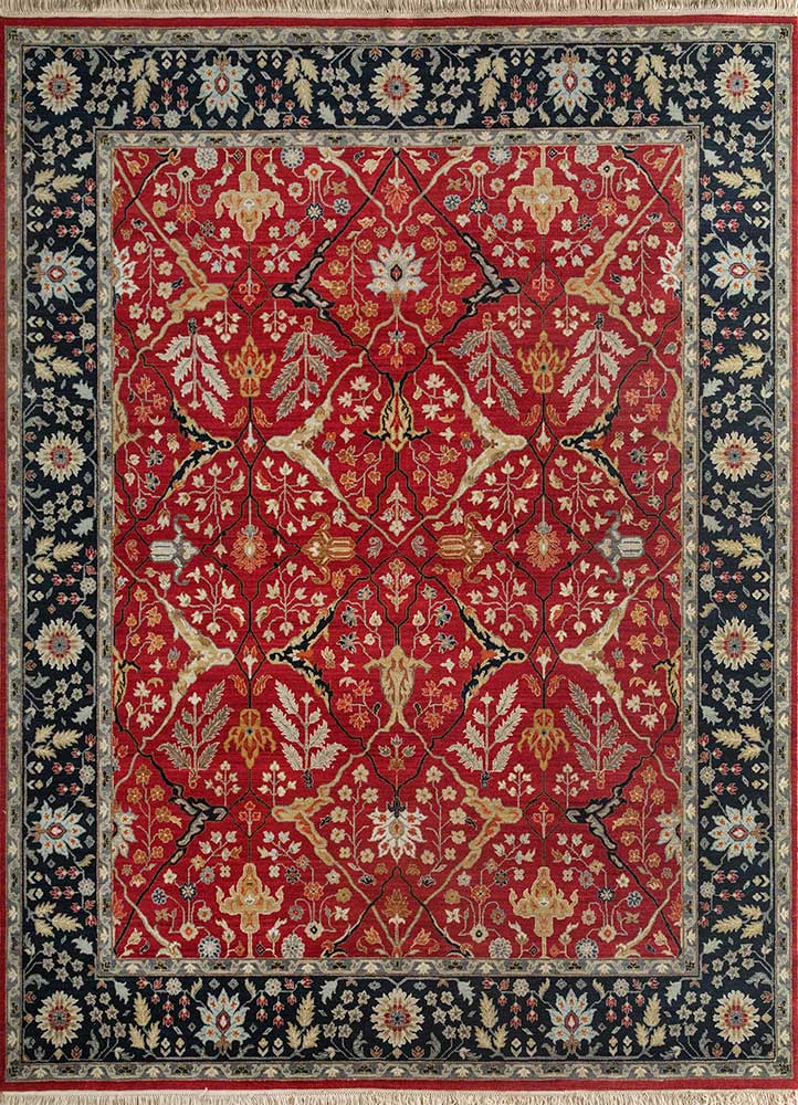 cyanna red and orange wool hand knotted Rug - HeadShot