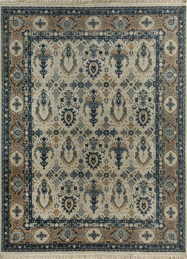 gulnar ivory wool hand knotted Rug - HeadShot