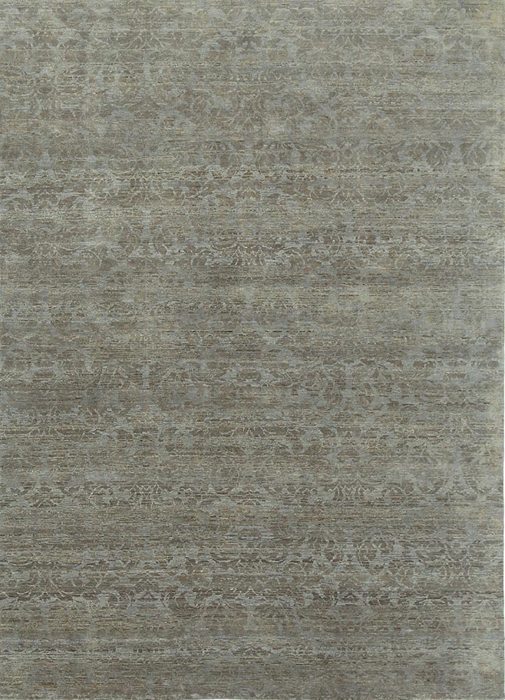 floret grey and black wool hand knotted Rug - HeadShot