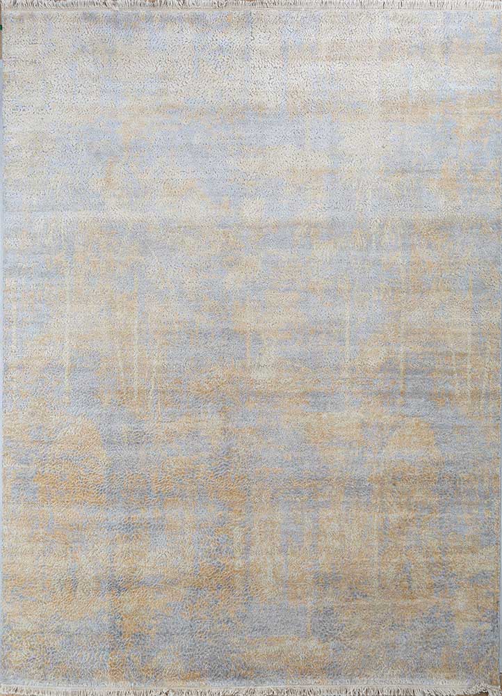 unstring by kavi gold wool and bamboo silk hand knotted Rug - HeadShot