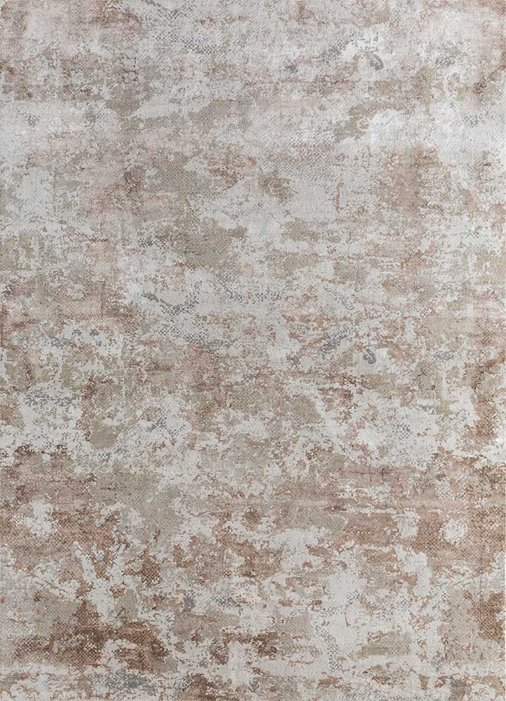 unstring by kavi ivory wool and bamboo silk hand knotted Rug - HeadShot