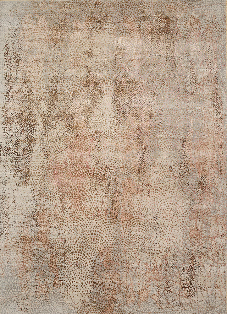 hidden by kavi ivory wool and bamboo silk hand knotted Rug - HeadShot