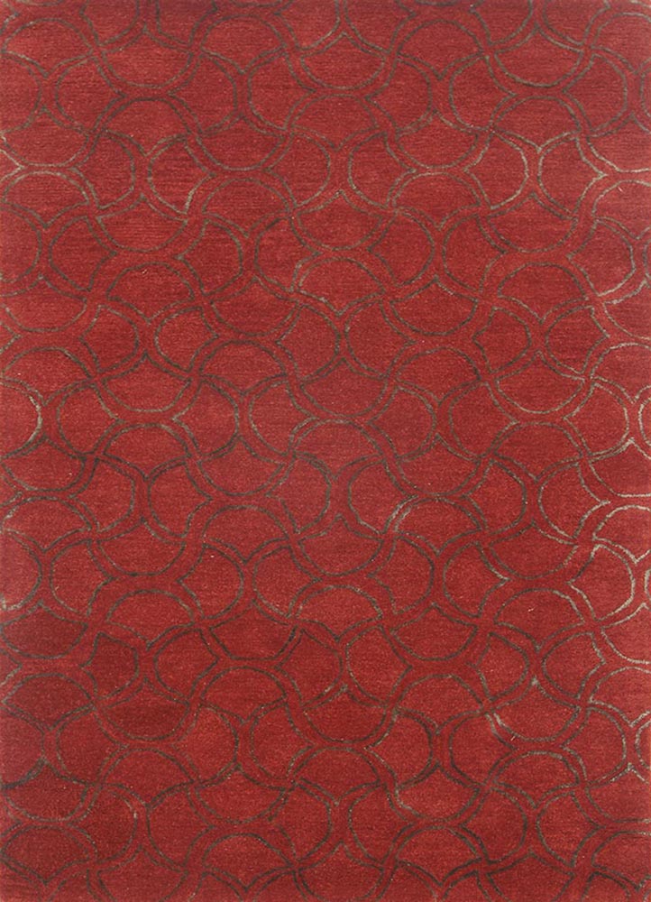 transcend red and orange wool and viscose hand tufted Rug - HeadShot