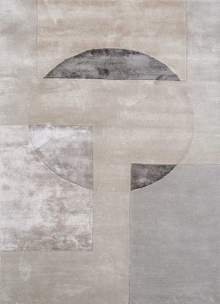 caliedo beige and brown wool and viscose hand tufted Rug - HeadShot