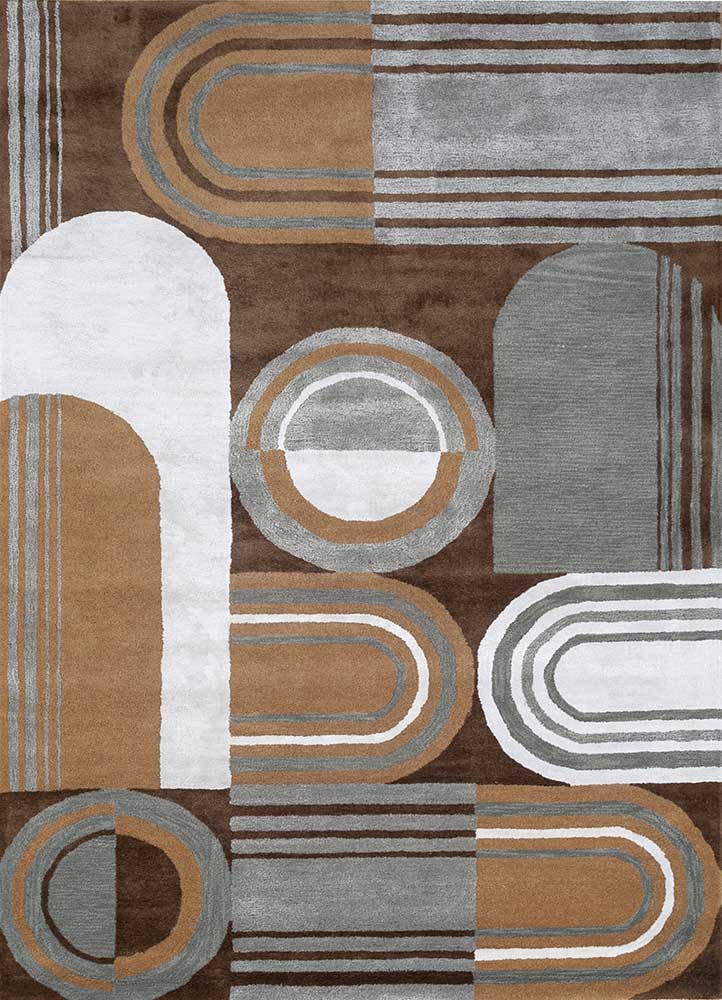 amado beige and brown wool and viscose hand tufted Rug - HeadShot