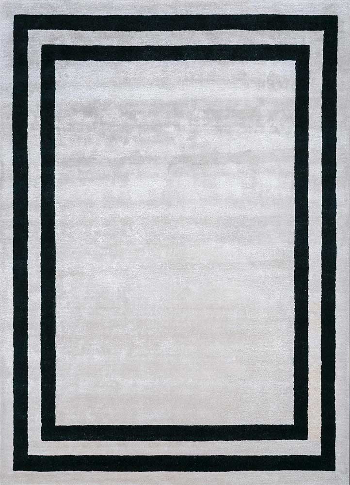 linear green wool and viscose hand tufted Rug - HeadShot