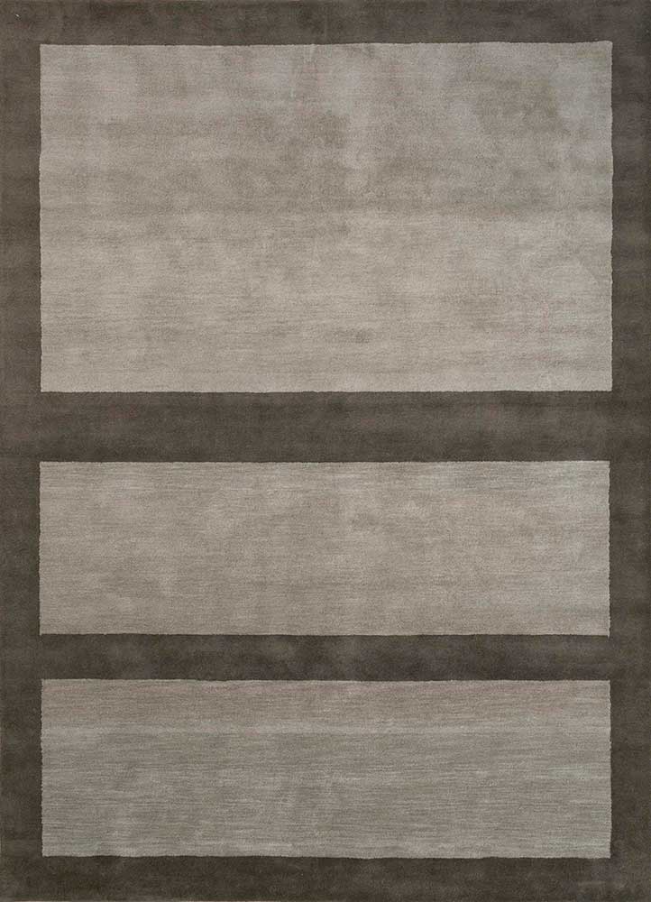 linear beige and brown wool hand tufted Rug - HeadShot