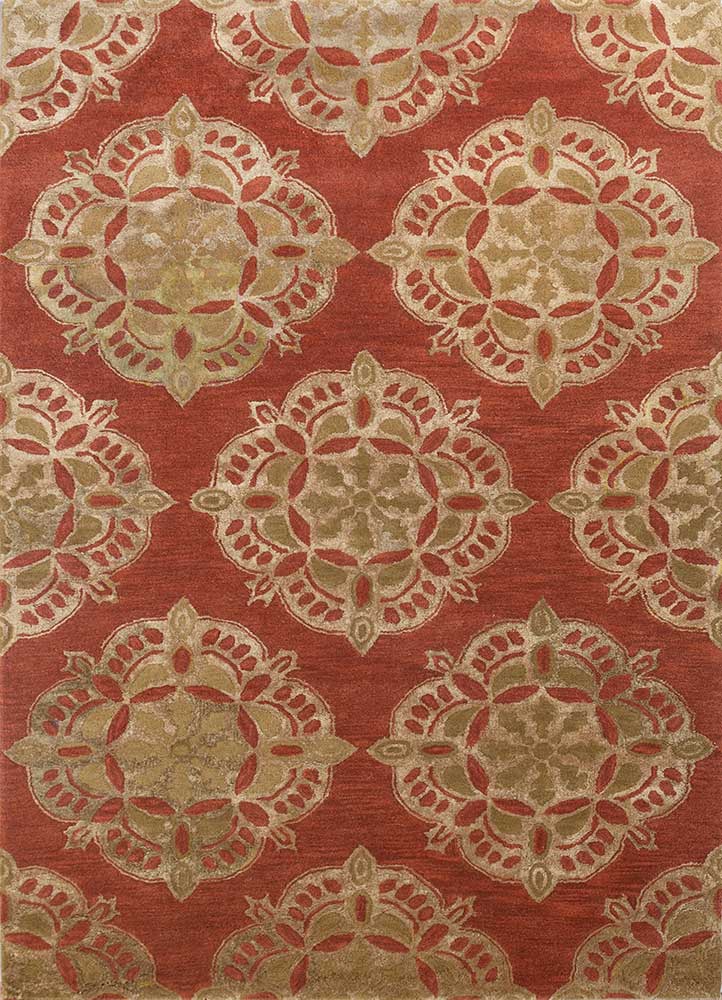 kasbah red and orange wool and viscose hand tufted Rug - HeadShot