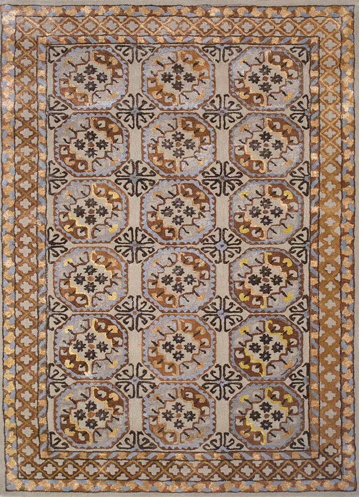 kasbah beige and brown wool and viscose hand tufted Rug - HeadShot