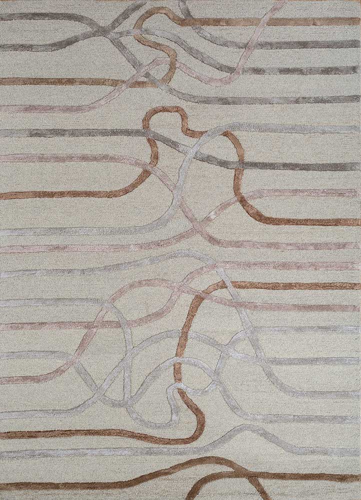 transcend ivory wool and viscose hand tufted Rug - HeadShot