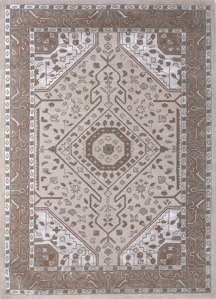 mythos beige and brown wool and viscose hand tufted Rug - HeadShot