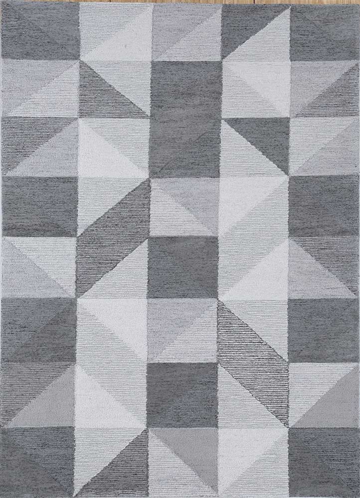 contour grey and black wool hand tufted Rug - HeadShot