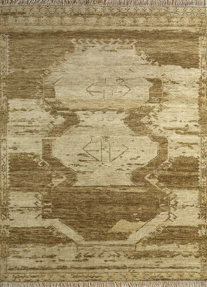 manifest gold wool hand knotted Rug - HeadShot