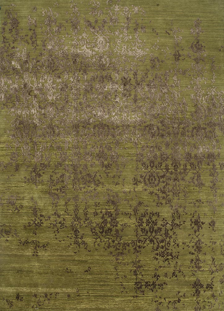 wisteria green wool and viscose hand knotted Rug - HeadShot