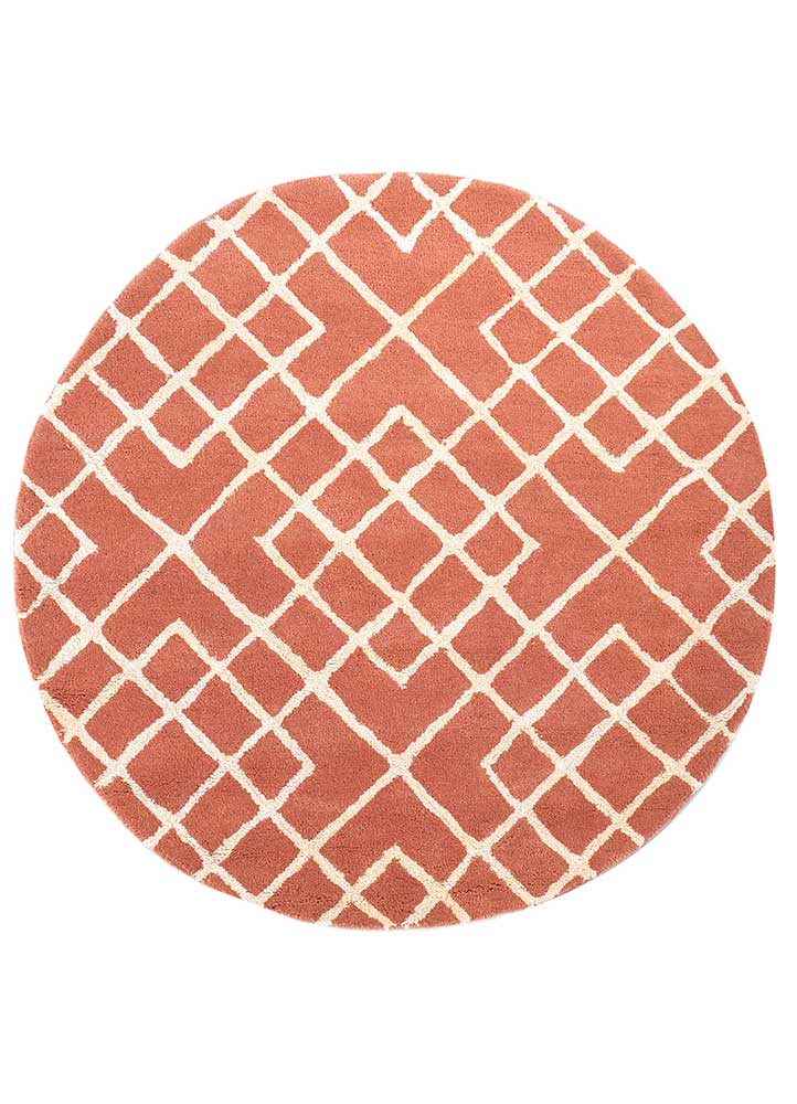 contour red and orange wool hand tufted Rug - HeadShot