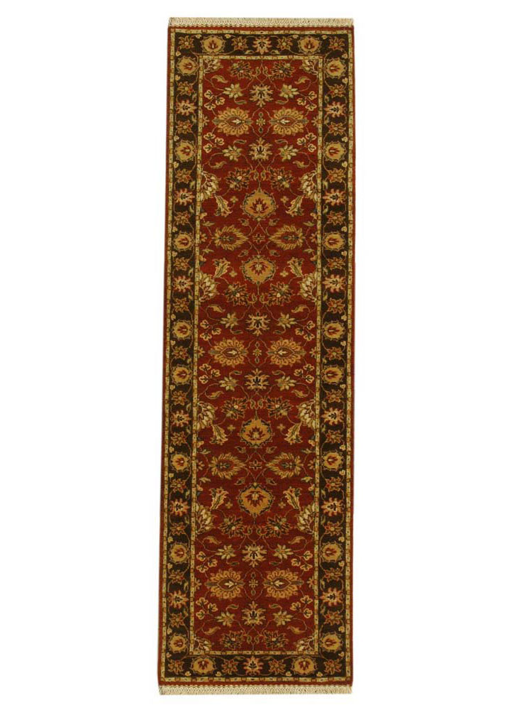 gulnar red and orange wool hand knotted Rug - HeadShot