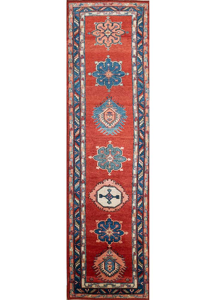 erbe red and orange wool hand knotted Rug - HeadShot