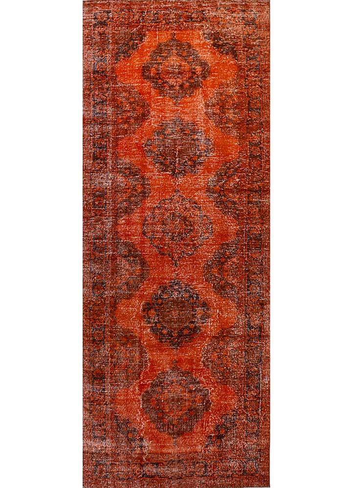 lacuna red and orange wool hand knotted Rug - HeadShot