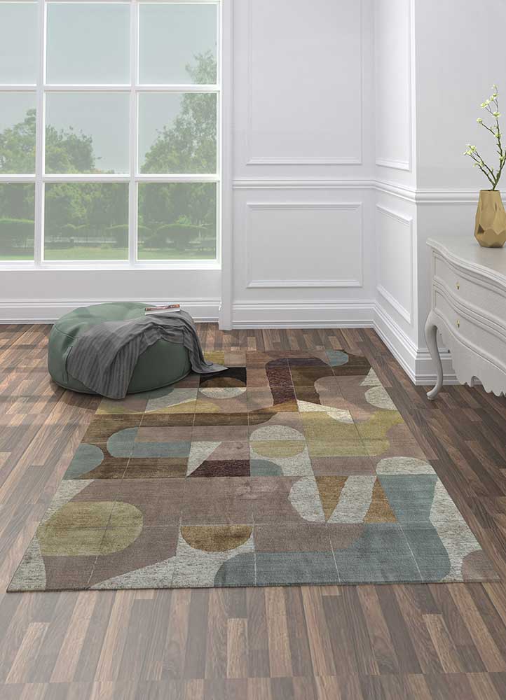 aakar by kavi multi wool and bamboo silk hand knotted Rug - Loom
