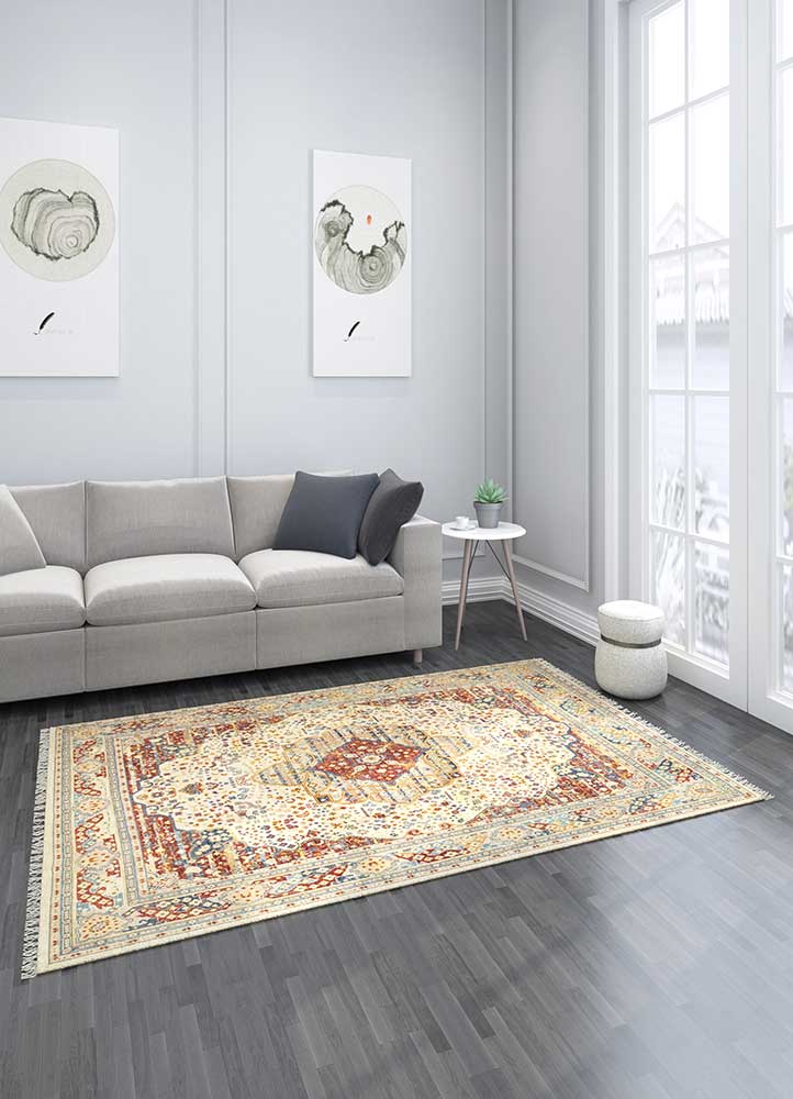 laica beige and brown wool hand knotted Rug - Loom