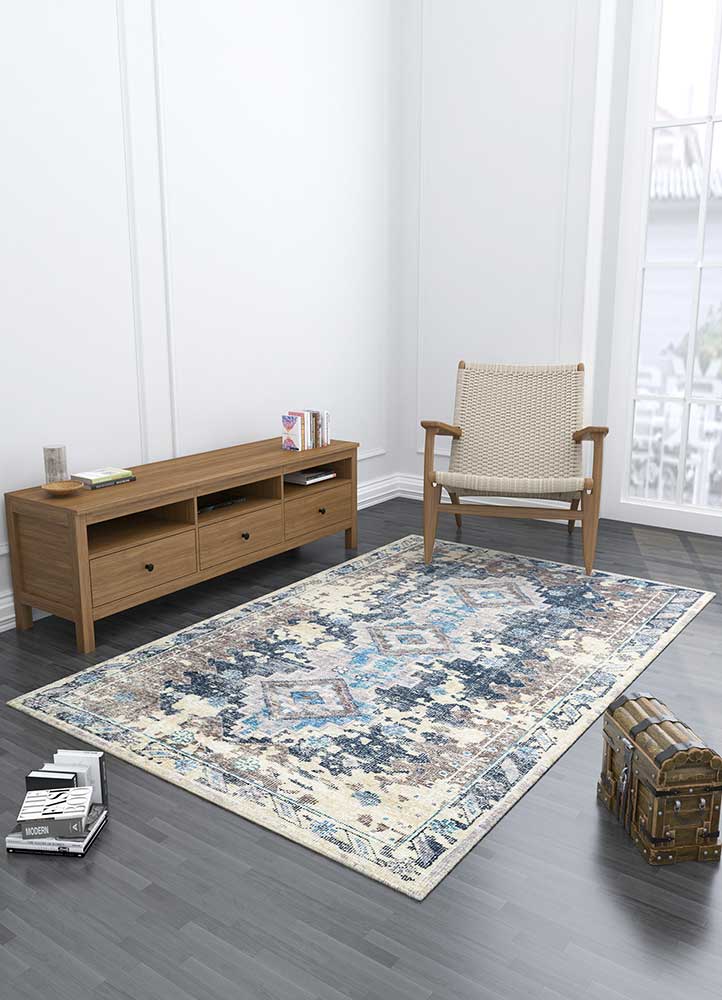 revolution blue wool hand knotted Rug - Loom