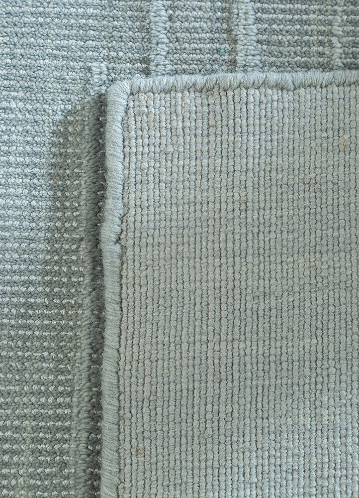basis grey and black wool and viscose hand loom Rug - Perspective