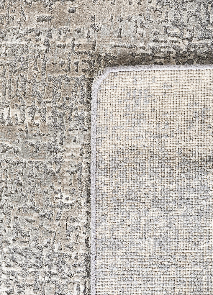 uvenuti beige and brown wool and bamboo silk hand knotted Rug - Perspective