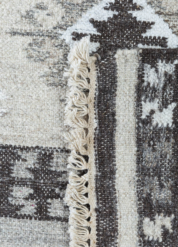 bedouin beige and brown wool and viscose flat weaves Rug - Perspective
