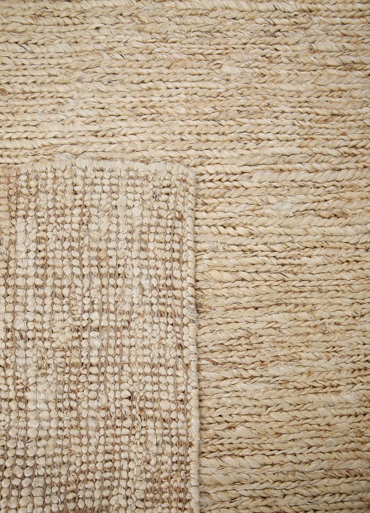 abrash beige and brown jute and hemp hand knotted Rug - Perspective
