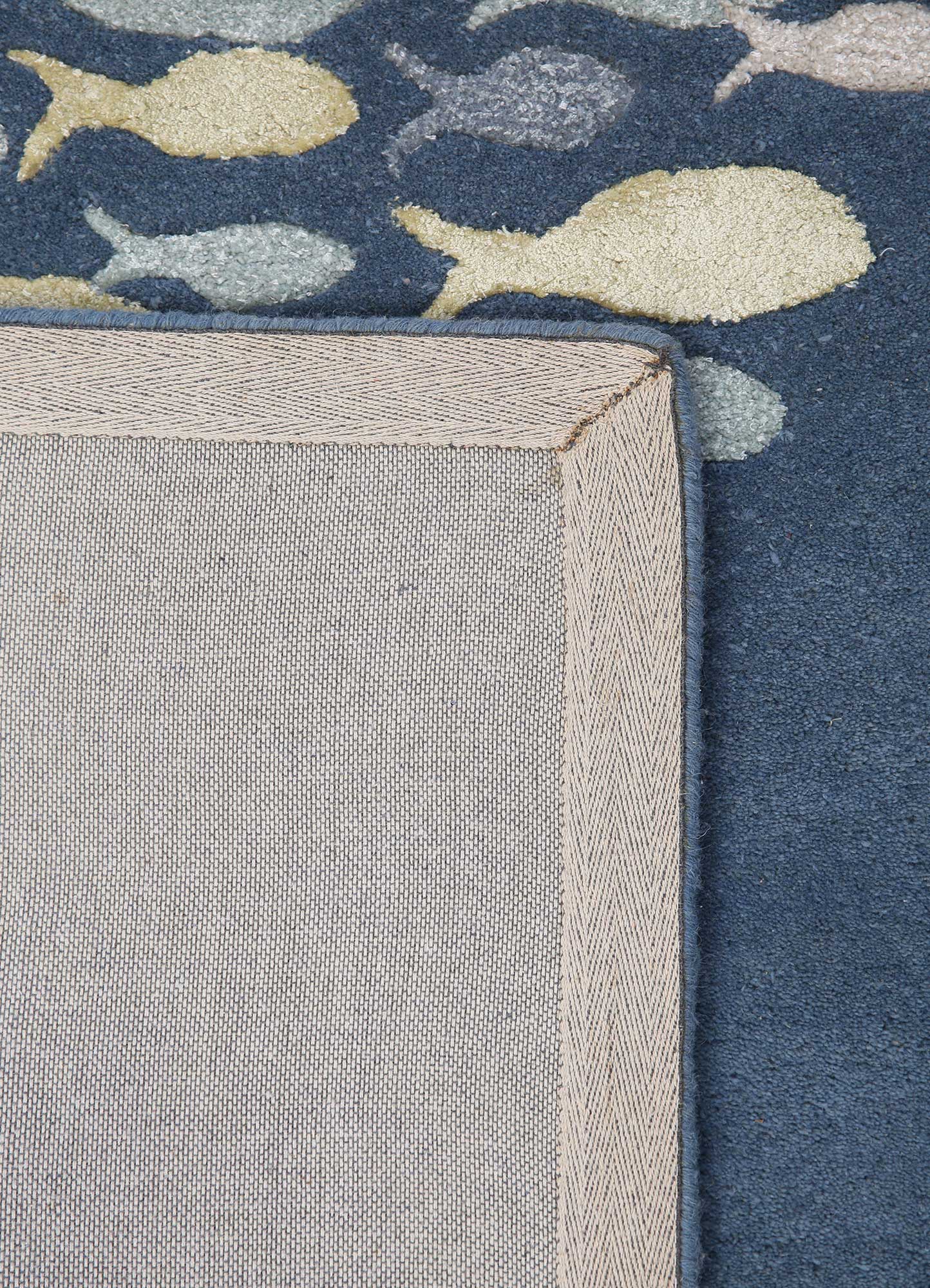 confetti blue wool and viscose hand tufted Rug - Perspective