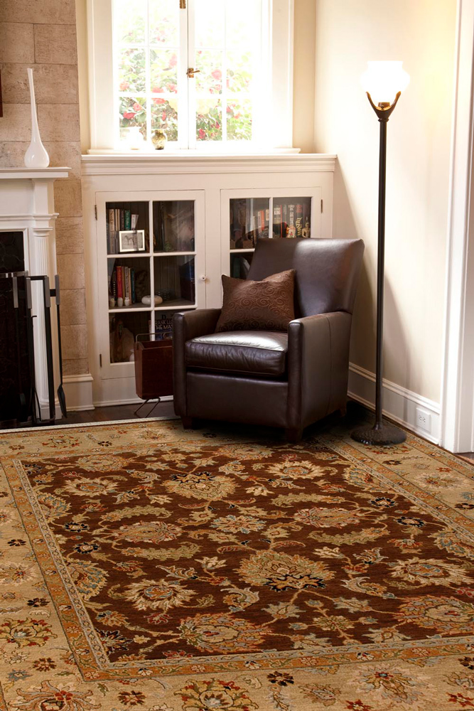gulnar beige and brown wool hand knotted Rug - RoomScene