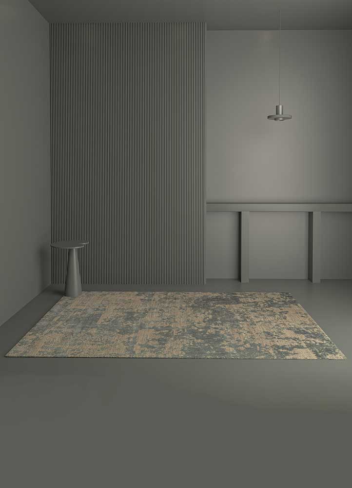 project error by kavi beige and brown wool and bamboo silk hand knotted Rug - RoomScene