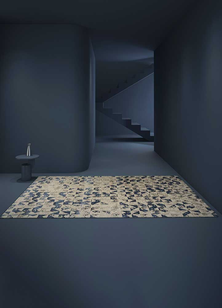 project error by kavi ivory wool and bamboo silk hand knotted Rug - RoomScene