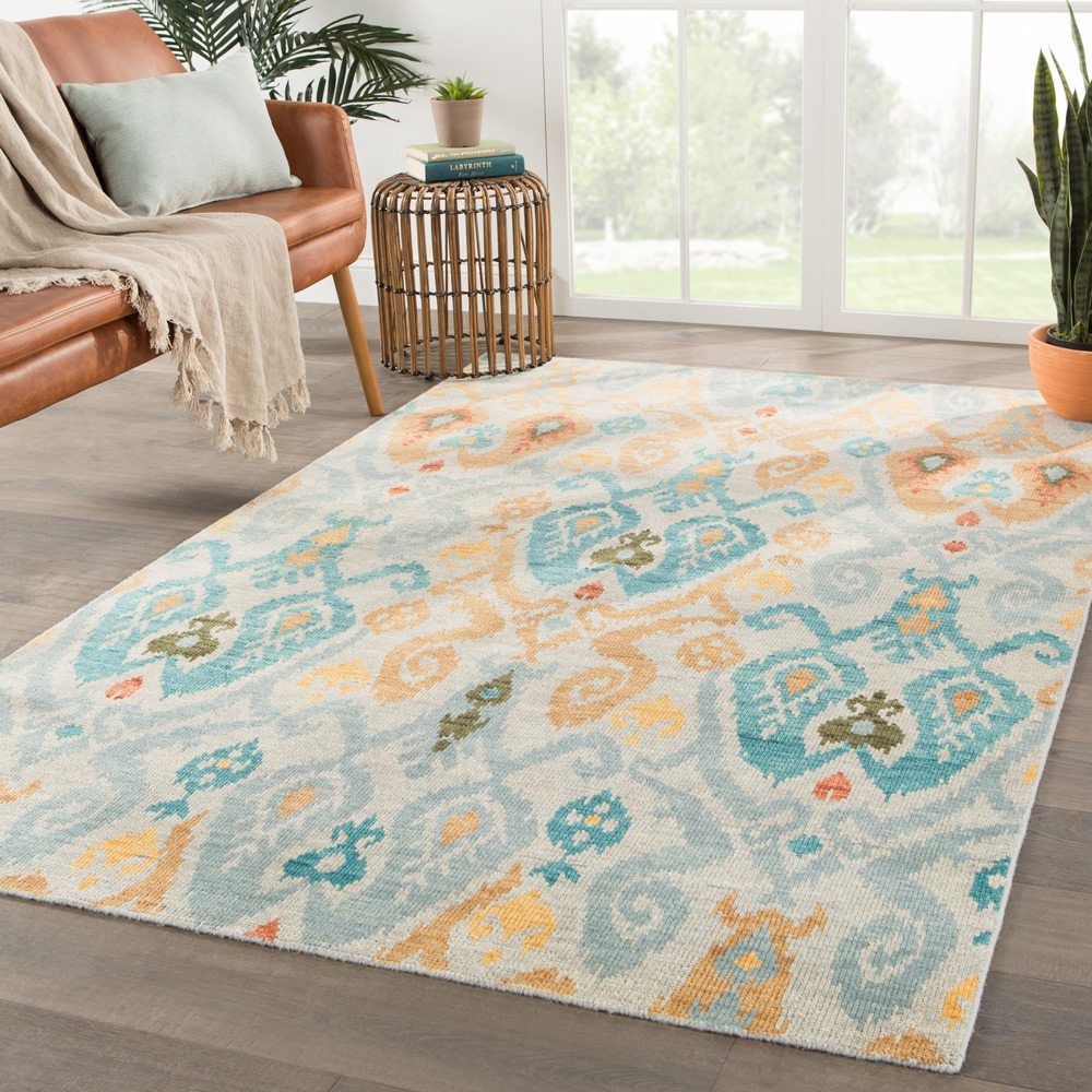 verna blue wool hand knotted Rug - RoomScene